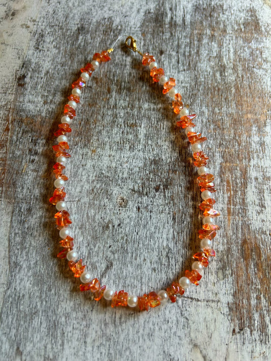 Sunset and Pearls Necklace