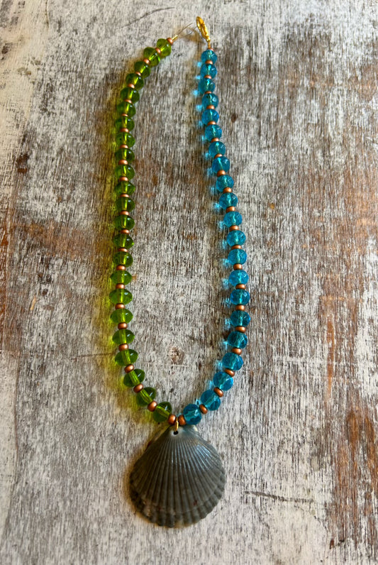 Multi Colored Beaded Scallop Necklace