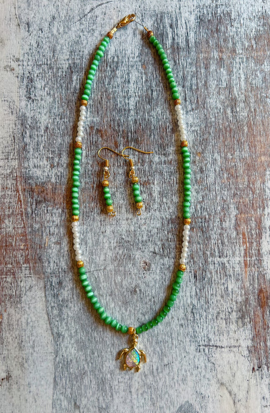 Turtle Inspired Beaded 2 Piece Set
