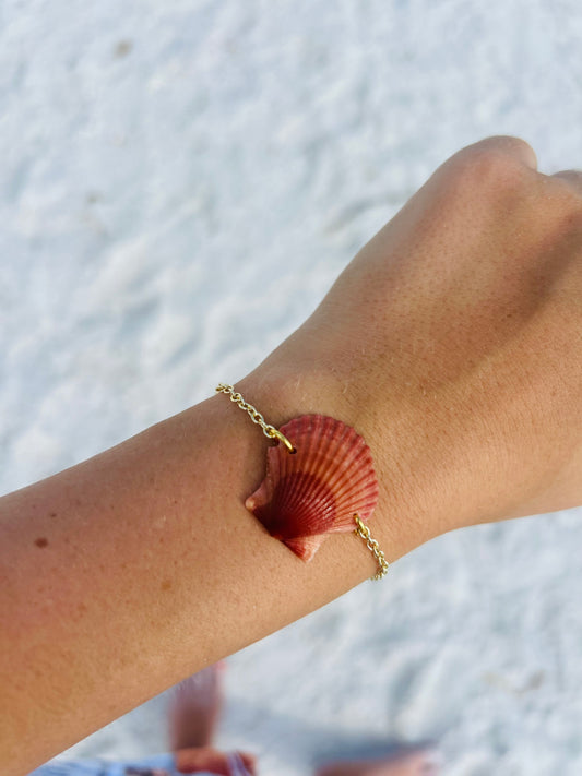 Red Scallop Shell Bracelet