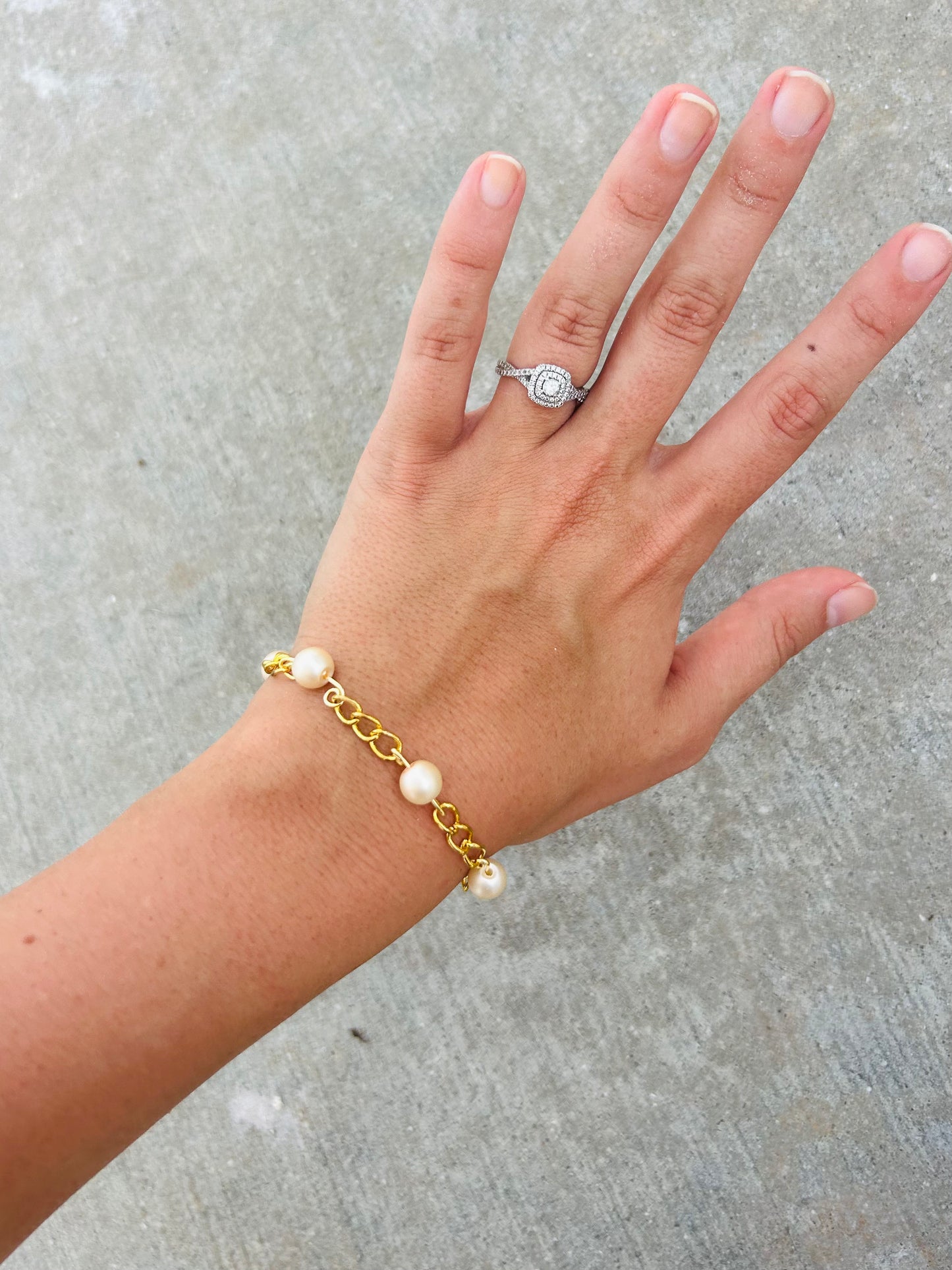 Ocean Inspired Off Pink Pearl Bracelet