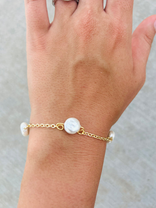 Ocean Inspired Bracelet with Flat Pearls
