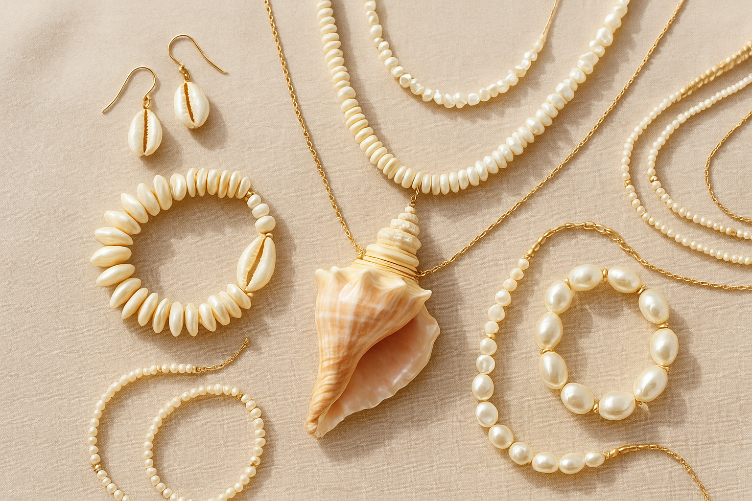 Add to this a neckalce with a conch shell